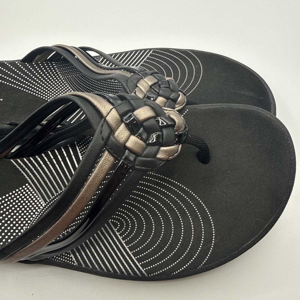 Clarks Cloudsteppers Breeze Coral Flip Flops Sandals - Size 11M - Black/Pewter - Picture 3 of 8